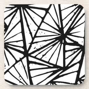 Porta-copo Abstrato preto e branco triângulos Lino Cortado