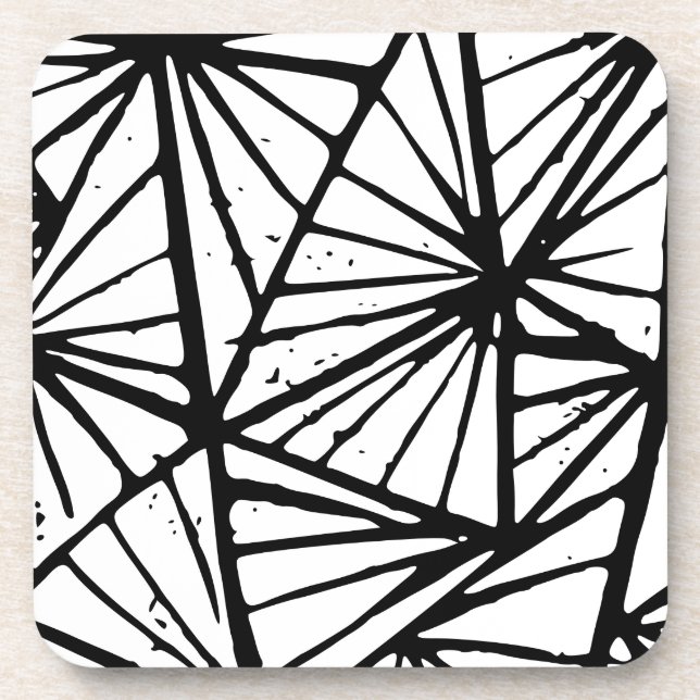 Porta-copo Abstrato preto e branco triângulos Lino Cortado (Frente)