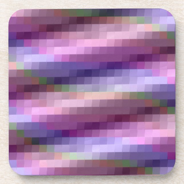 Porta-copo Abstrato quadrados em roxo, rosa e azul (Frente)