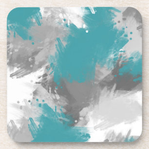 Porta-copo Abstrato Teal Modern Brushstrokes