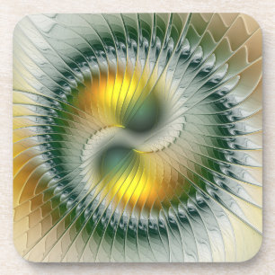 Porta-copo Abstrato Verde Yin Yang - Fractal Colorido
