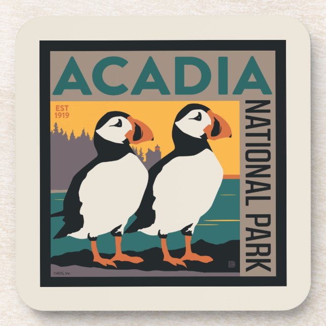 Porta-copo Acadia National Park, Maine | Puffins (Frente)