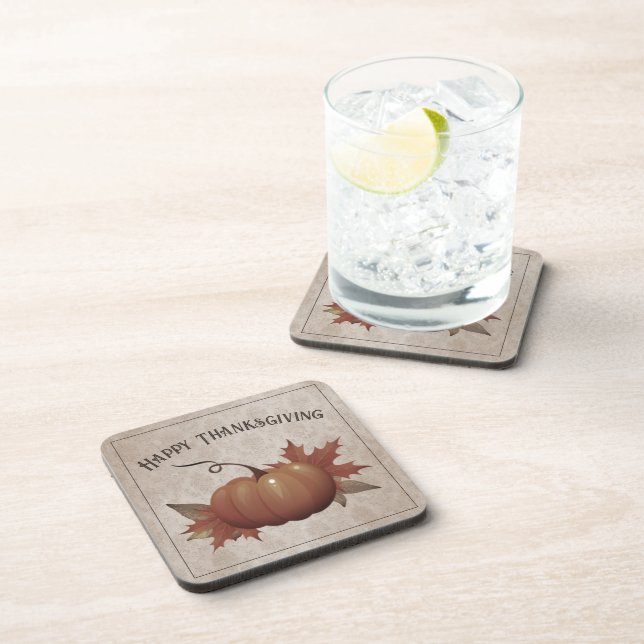 Porta-copo Ação de Graças Pumpkin Damask (Lado Direito)