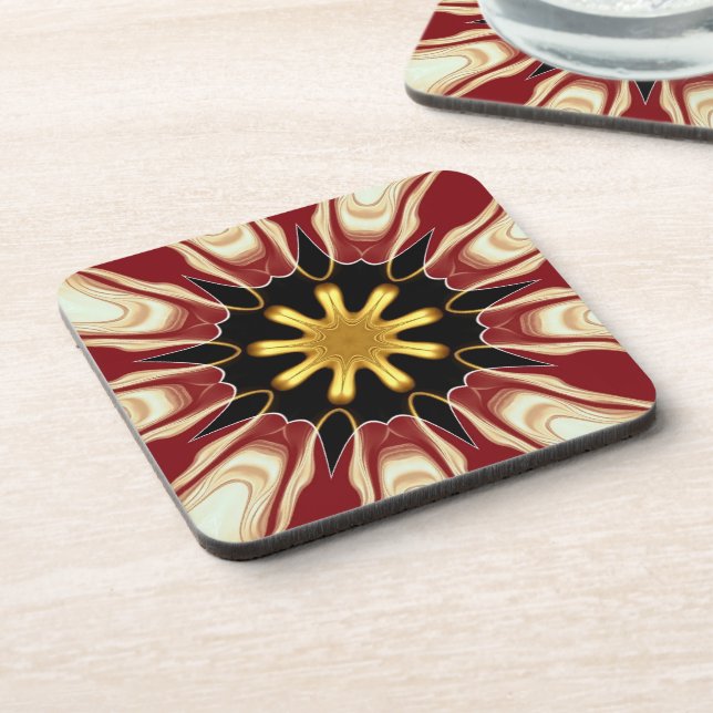 Porta-copo Achempong: Starburst  | Deep Crimson & Gold Luxury (Left Side)