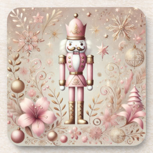 Porta-copo Acrililico Elegante Rosa e Dourado Pastel Quebra-N