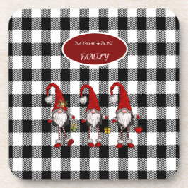 Porta-copo Adoráveis Gnomes Fofos Xadrez de Búfalo