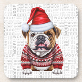 Porta-copo Adorável Bulldog de Natal Arte de Palavra