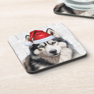 Porta-copo Adorável Natal Siberiano Husky Arte Palavra