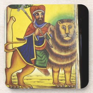 Porta-copo África, Etiópia. Obra de arte representando Leão d