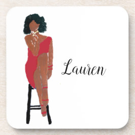 Porta-copo African American Diva in Crimson Bepra Coaster