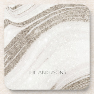 Porta-copo Agato de mármore Dourado Elegante Abstrato pálid