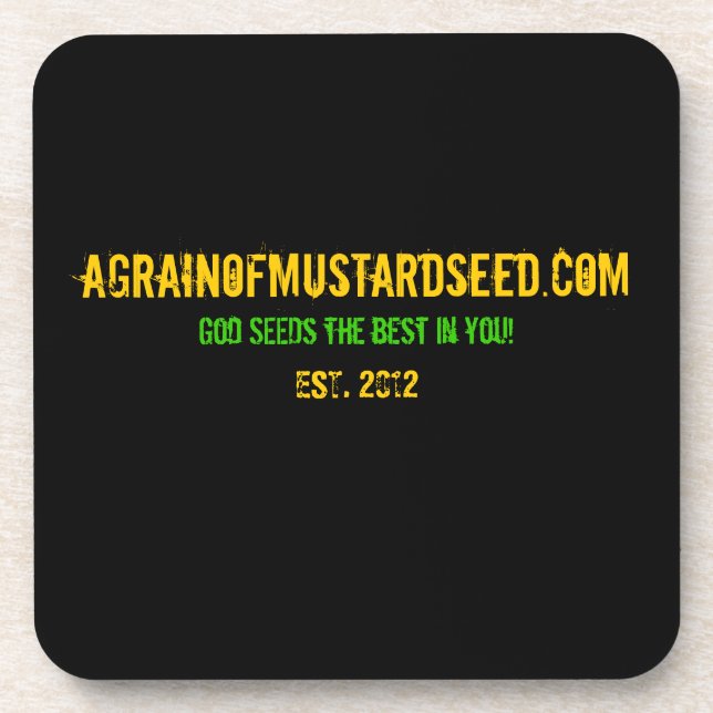 Porta-copo Agrainofmustardseed.com EST 2012 (Frente)