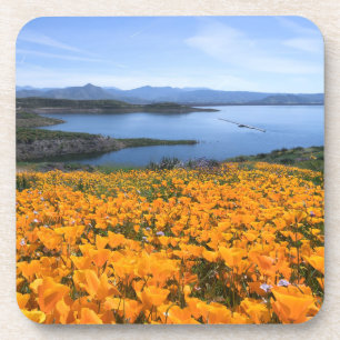 Porta-copo Água Lago California Com Poppies Ouros