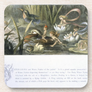 Porta-copo Água-Lírios e fadas da água, ilustração de