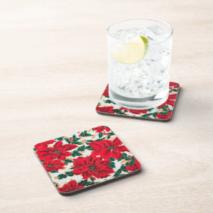 Porta-copo Aguarde Bebida Fabulosas Poinsettias Vermelhas