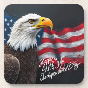 Porta-copo Águia-careca com a Bandeira Americana Arte de 4 de