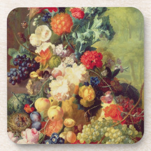 Porta-copo Ainda vida com flores e fruta