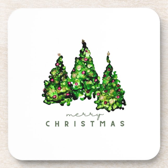 Porta-copo Alcohol Ink Design Christmas Tree Coasters (Frente)