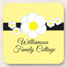 Porta-copo Algodão da Família Elegante Amarelo-Stripe-Preta-D