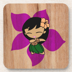 Porta-copo Aloha Honys Hawaiian Hibiscus Vintage Hula Girl