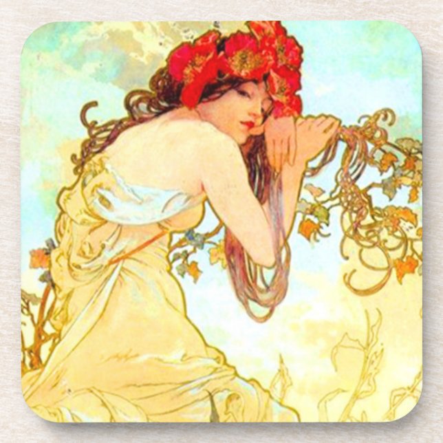 Porta-copo Alphonse Mucha Art Nouveau Summer (Frente)