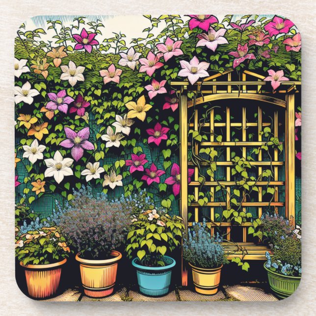 Porta-copo Amantes de plantas e jardinagem Clematis Trellis (Frente)