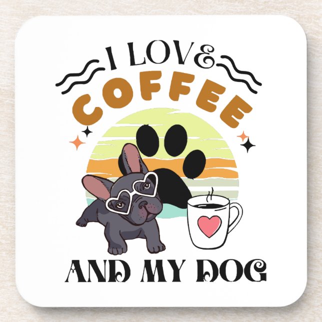 Porta-copo Amantes do Café - Eu Amo Café E Meu Cachorro (Frente)