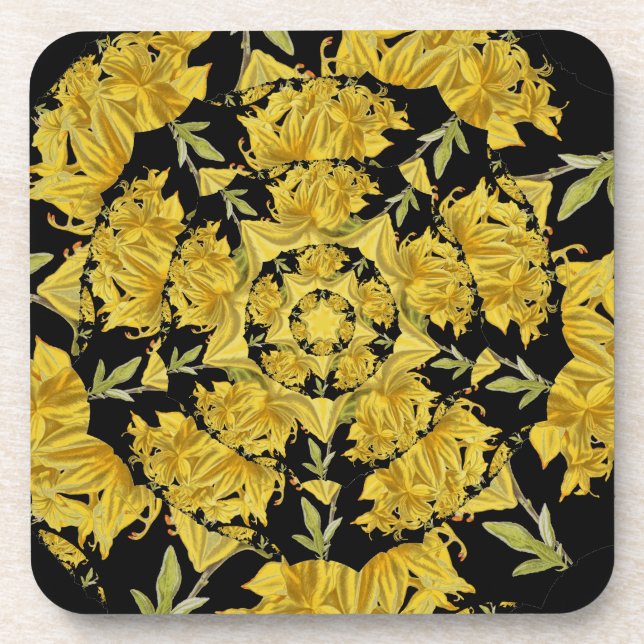 Porta-copo Amarelo e preto Azalea arte fractal (Frente)