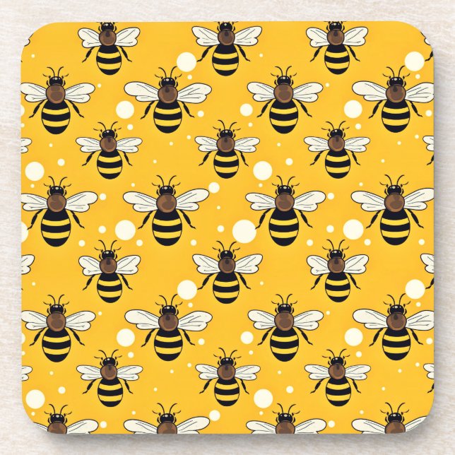 Porta-copo Amarelo-padrão das abelhas na moda (Frente)