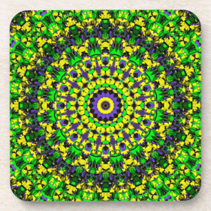 Porta-copo Amarelo, verde, Mandala roxo