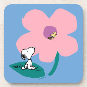 Porta-copo Amendoins Ilustração da Flor Rosa-Rosa Natural
