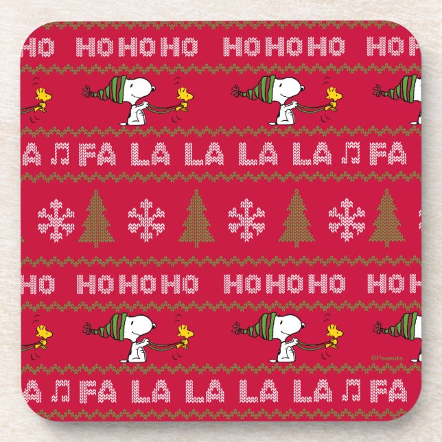 Porta-copo Amendoins | Snoopy & Woodstock Christmas Sweater (Frente)