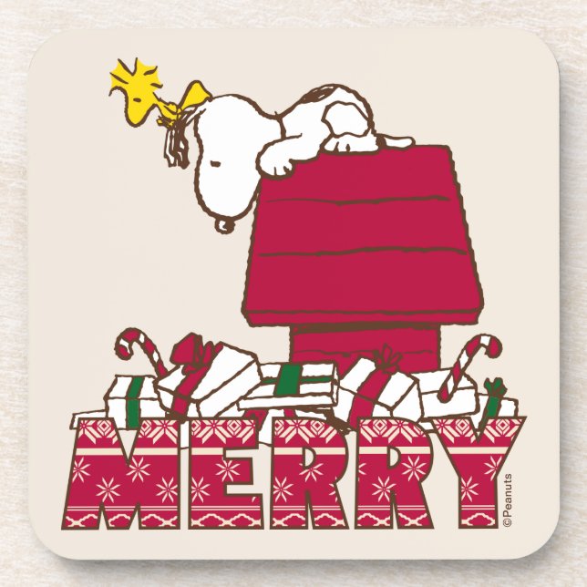 Porta-copo Amendoins | Snoopy & Woodstock Feliz Ugly Sweater (Frente)