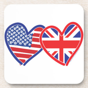 Porta-copo American Flag Union Jack Flag Hearts