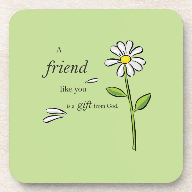 Porta-copo Amigo presente de Deus, margarida em verde, religi (Frente)