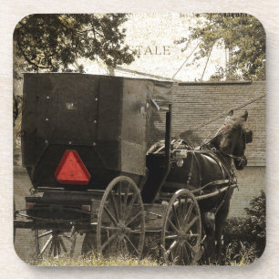 Porta-copo Amish Horse e Buggy Sepia Postcard Digital Art