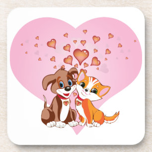 Porta-copo Amor com Cachorro e Gatinho