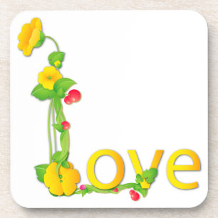 Porta-copo Amor em flores amarelas