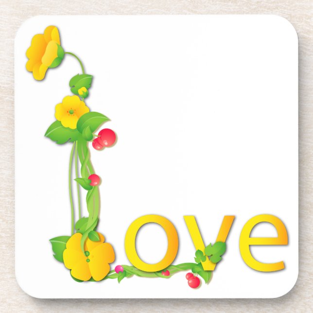 Porta-copo Amor em Flores Amarelas (Frente)