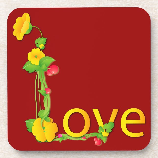 Porta-copo Amor em Flores Amarelas (Frente)