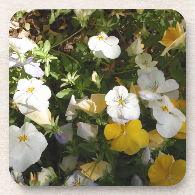 Porta-copo Amor-Perfeito Branco e Amarelo (Frente)
