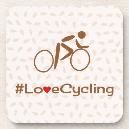 Porta-copo Amor pictograma de bicicleta slogan marrom