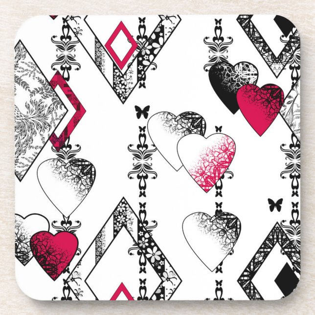 Porta-copo Amor, rede de pesca, patchwork (Frente)