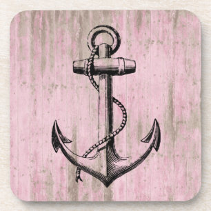 Porta-copo Âncora de madeira rosa