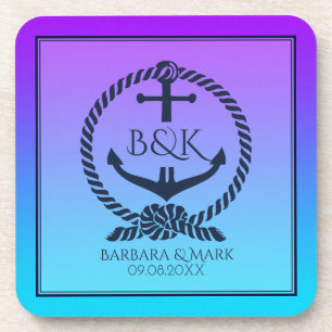 Porta-copo Âncora Náutica marinho Azul De Barco Em Púrpura
