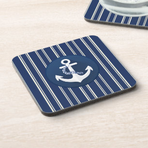 Porta-copo Âncora Símbolo Náutico Branco Azul Marinho