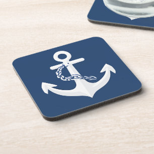 Porta-copo Âncora Símbolo Náutico Clássico Branco Azul Marinh