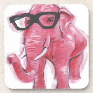 Porta-copo Animal  Elefante Rosa Em Óculos
