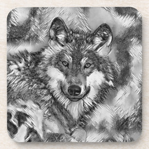 Porta-copo AnimalArtBW_Wolf_001