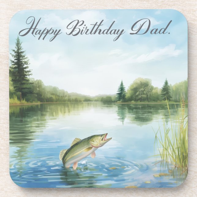 Porta-copo Aniversário de pesca para Papai (Frente)